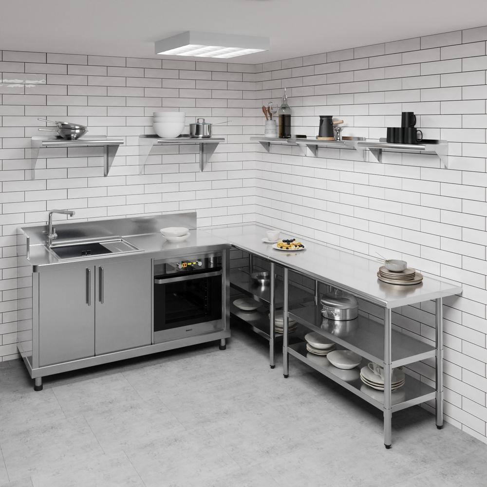 24" Stainless Steel Wall Shelf with Brackets