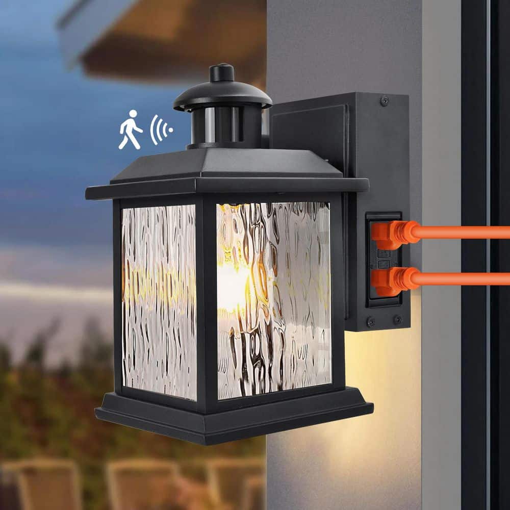 Cedar Hill 11 in. Black Motion Sensor Dusk to Dawn Outdoor