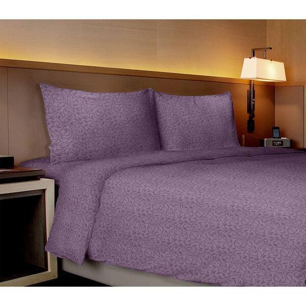 Home Dynamix Willow Collection Vines Purple Queen Sheet Set (4-Piece)