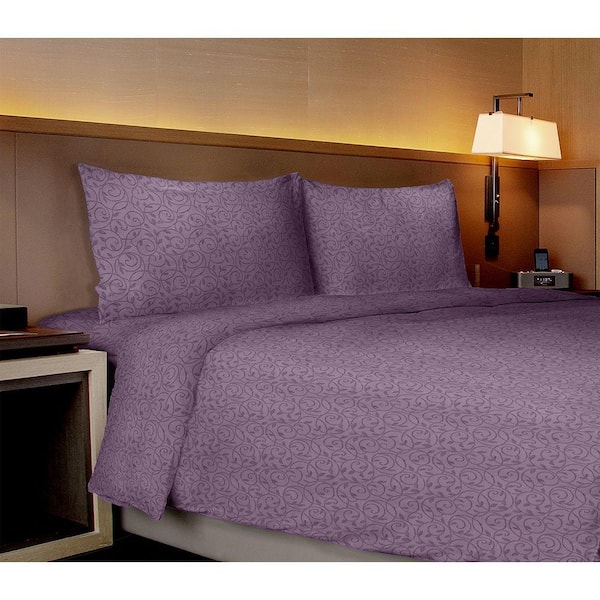 Home Dynamix Willow Collection Vines Purple Queen Sheet Set (4-Piece)