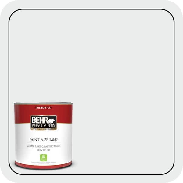 BEHR PREMIUM PLUS 1 qt. #BWC-12 Vibrant White Flat Low Odor Interior Paint & Primer