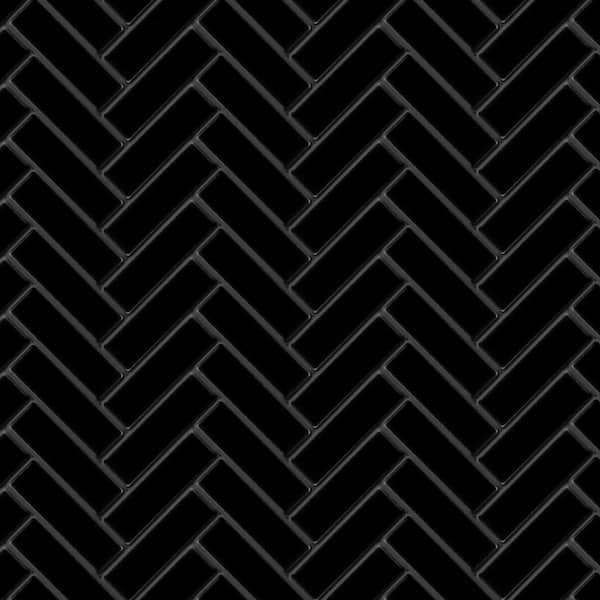 Metro Brick Herringbone Matte Black 10-5/8 in. x 12-1/2 in. Porcelain Mosaic Tile (9.4 sq. ft./Case)