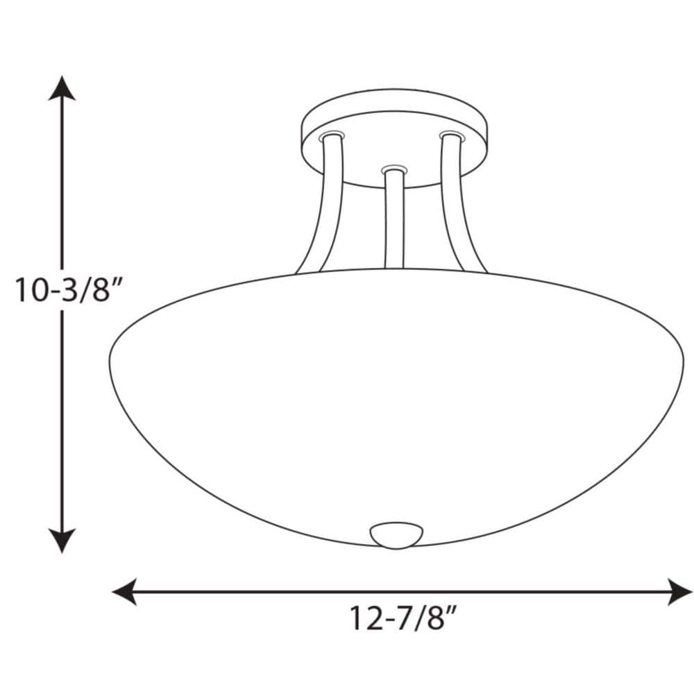 Brushed Nickel 2-Light Semi-Flush Mount with Etched Glass Shade