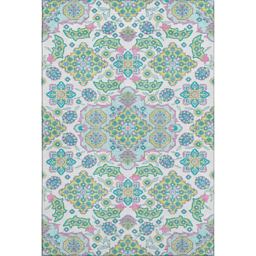 Mayfield Premium Machine Washable Abstract AMF1853 White 3 ft. x 4 ft. Area Rug price history on PriceWatchPro