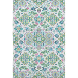 Mayfield Premium Machine Washable Abstract AMF1853 White 5 ft. x 7 ft. 6 in. Area Rug