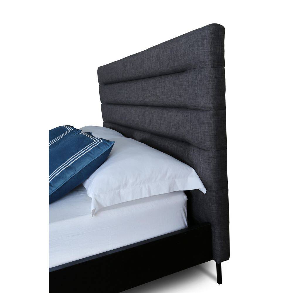 Casual Comfort Charcoal Grey Queen Upholstered Bed with Sleek Headboard