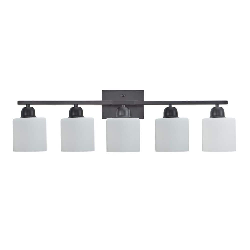 31.5 in. 5 Black Vanity Light Fixture with Milky White Glass Shades price history on PriceWatchPro