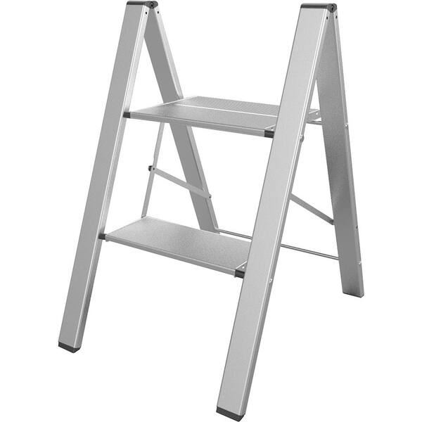 AmeriHome 2-Step Aluminum Ultra Slim Folding Utility Step Ladder