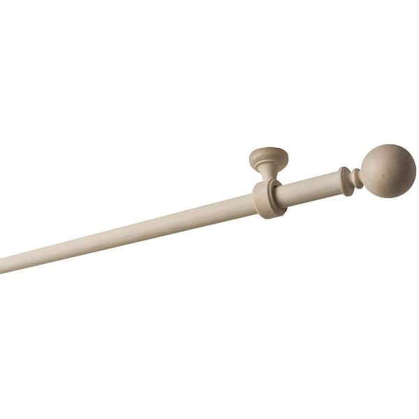 LTL Home Products 63 in. Intensions Single Curtain Rod Kit in Cloud with Bulb Finials and Ceiling Brackets