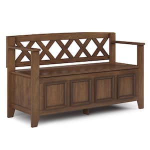Amherst Rustic Natural Aged Brown Wood Entryway Storage Bench (28 in. H x 48 in. W x 17 in. D)