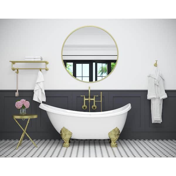 Tisbury 24 in. 4-Bar Towel Rack with 2-Hanging Hooks in Brushed Gold