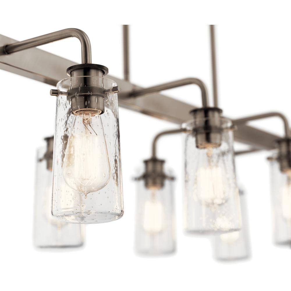 Kichler Braelyn 8 -Light Brushed Pewter Farmhouse For Use in Bedrooms, Dining Rooms, Foyers, Kitchens, Living Rooms Chandelier