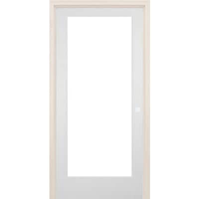 36 in. x 80 in. Left-Handed Full Lite Clear Glass Solid Core White Primed Wood Single Prehung Interior Door