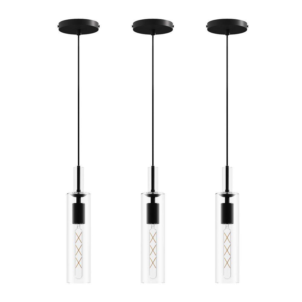 3-Light Black Pendant Light, 3-Pack Hanging Pendant Lighting with Glass Shade, Adjustable Height Ceiling Light price history on PriceWatchPro