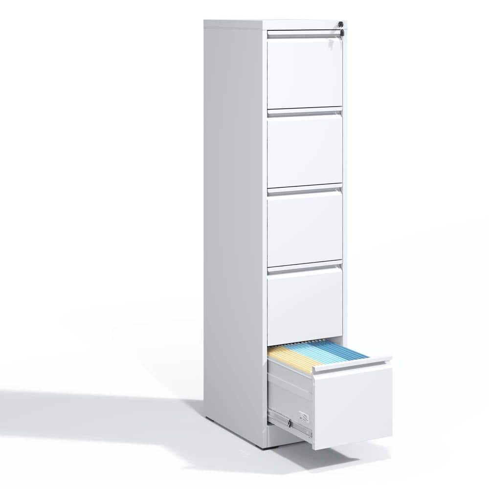 5-Drawer White Metal 17.72 in. W Vertical File Cabinet durable construction easy to install price history on PriceWatchPro