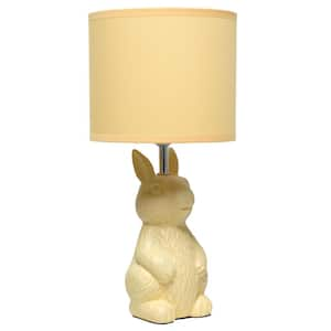 16.33 in. Whimsical Perched Bunny Rabbit Table Lamp for Home Decor, Kids Room, Yellow