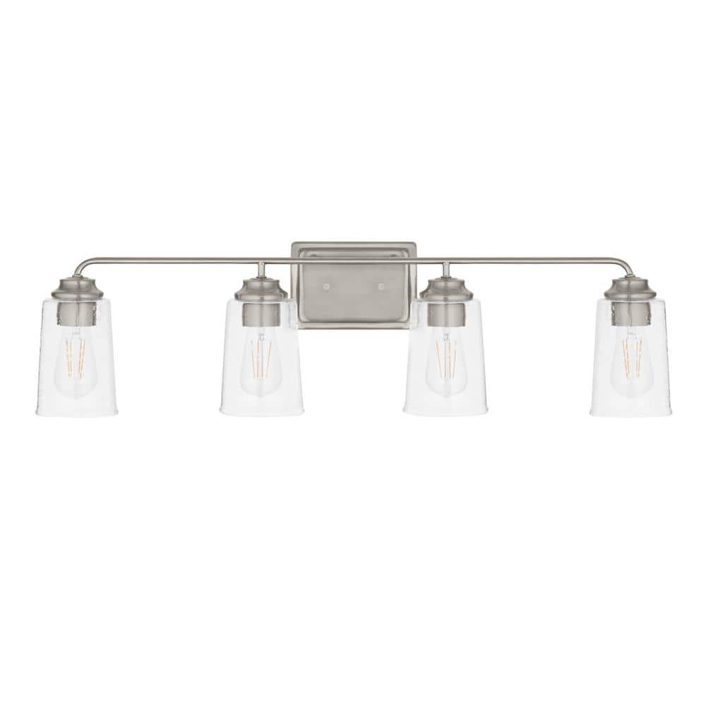 Evangeline 32" Brushed Nickel Vanity Light with Clear Glass Shades