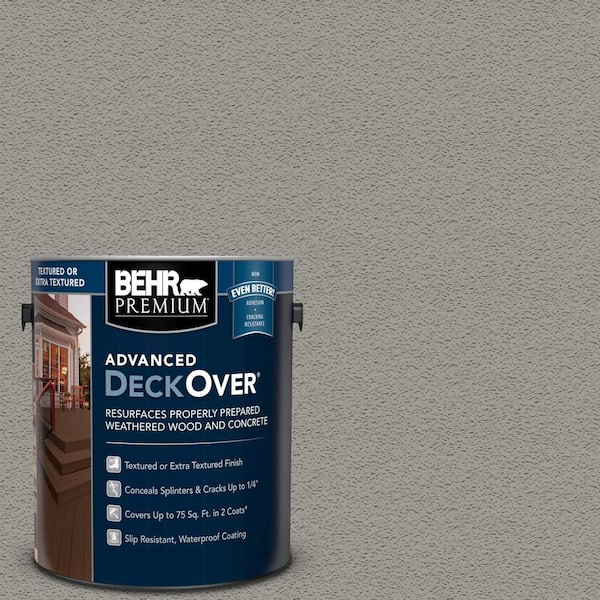 BEHR Premium Advanced DeckOver 1 gal. #SC-137 Drift Gray Textured Solid Color Exterior Wood and Concrete Coating