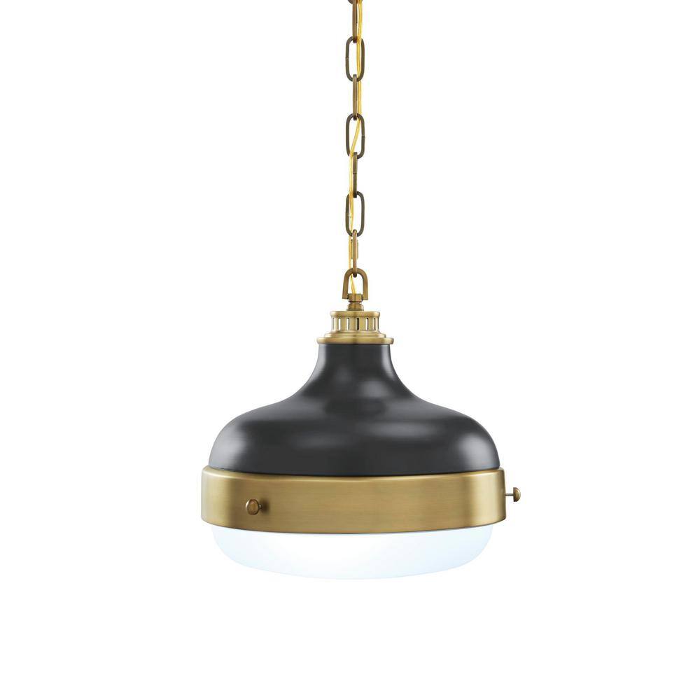 Cadence 2-Light Dark Antique Brass and Matte Black Pendant