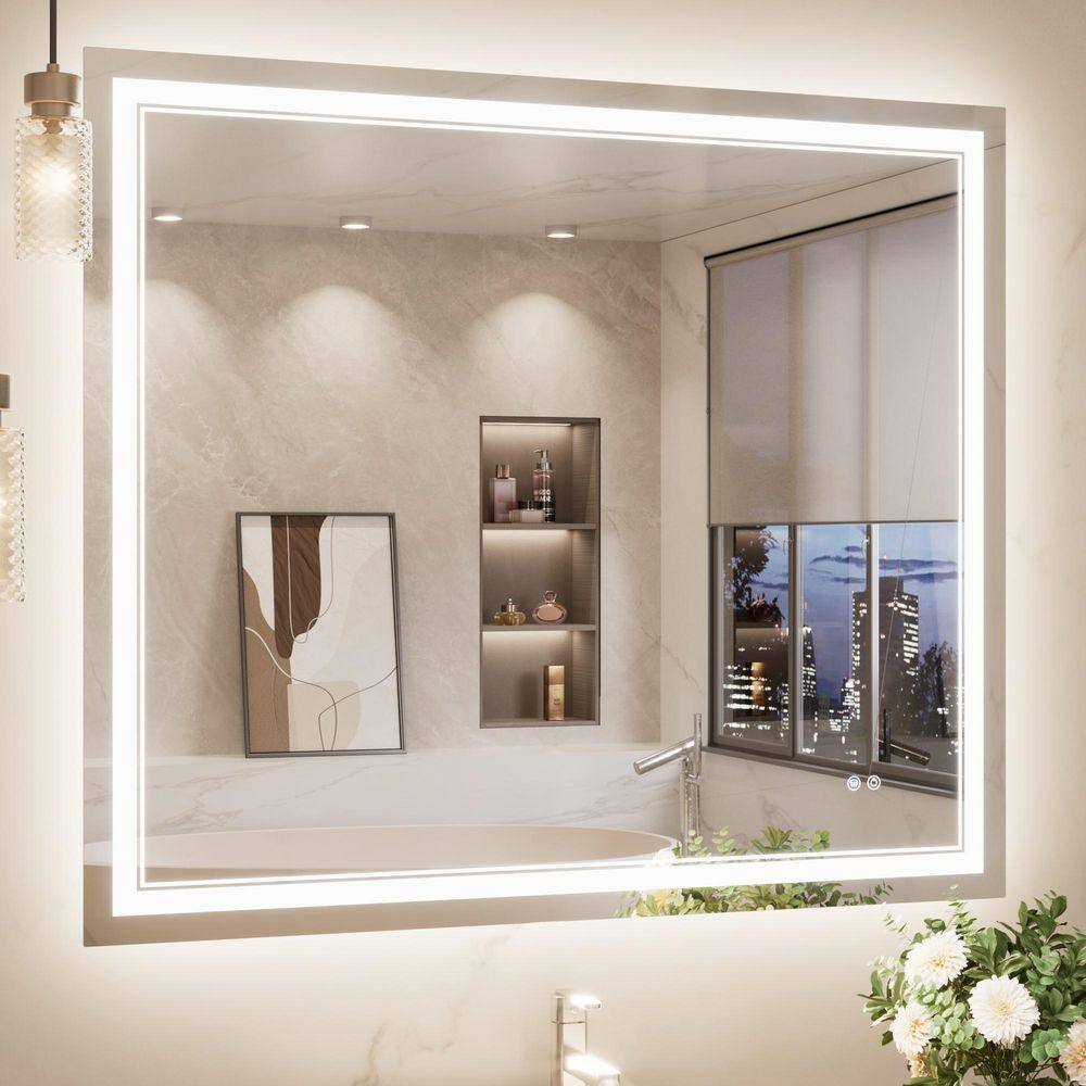 KeonJinn 42 in. W x 36 in. H Rectangular Frameless LED Lighted Wall ...