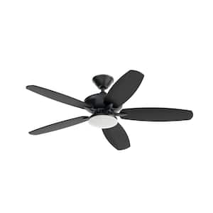 Renew Designer 52 in. LED Indoor/Outdoor Satin Black Dual Mount Ceiling Fan with Remote