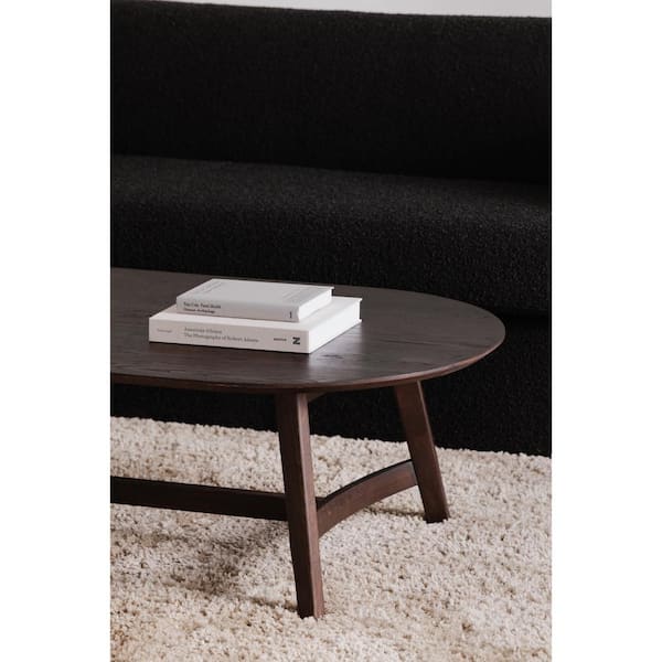 NADAAL STUDIOS Odhran 54 in. Dark Brown Oval Solid Oak Wood Coffee Table