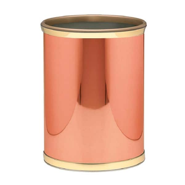 Mylar 13 qt. Polished Copper and Brass Round Waste Basket