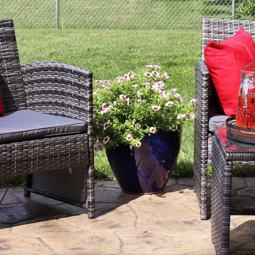 Imperial Blue Large Ceramic Indoor/Outdoor Planter with Glazed Finish