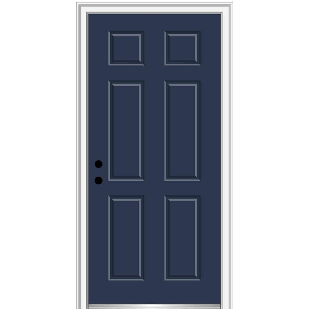 MMI Door 36 in. x 80 in. 6-Panel Right-Hand Inswing Classic Painted  Fiberglass Smooth Prehung Front Door Z024082R - The Home Depot