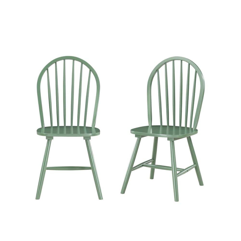 Equestrian Green High Back Rubberwood Slat Side Chair Set
