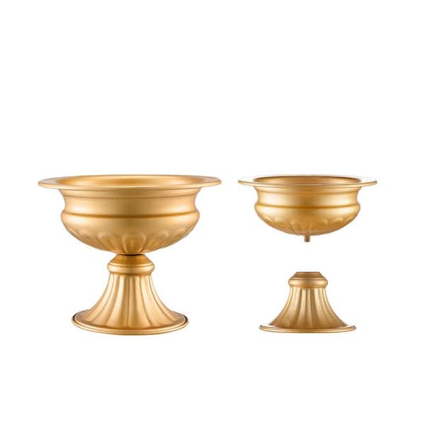 SKYSHALO 10-Pieces 16 cm/6.3 in.Tall Wedding Flower Vase,Steel Wedding Centerpiece,Gold Floral Arrangement Stand Display Rack Pot