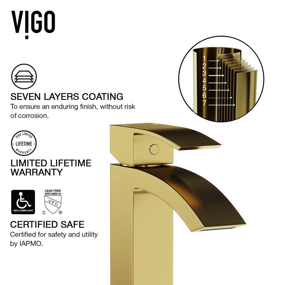 Matte Gold Single-Handle Waterfall Vessel Bathroom Faucet