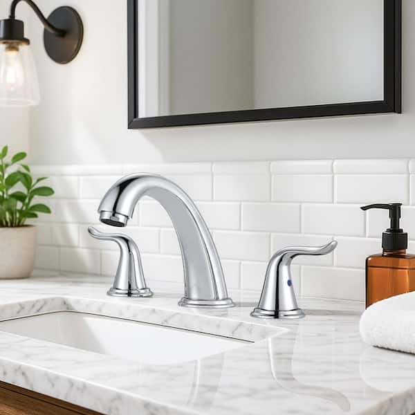 8 in. Widespread Double Handle Bathroom Sink Faucet in Chrome