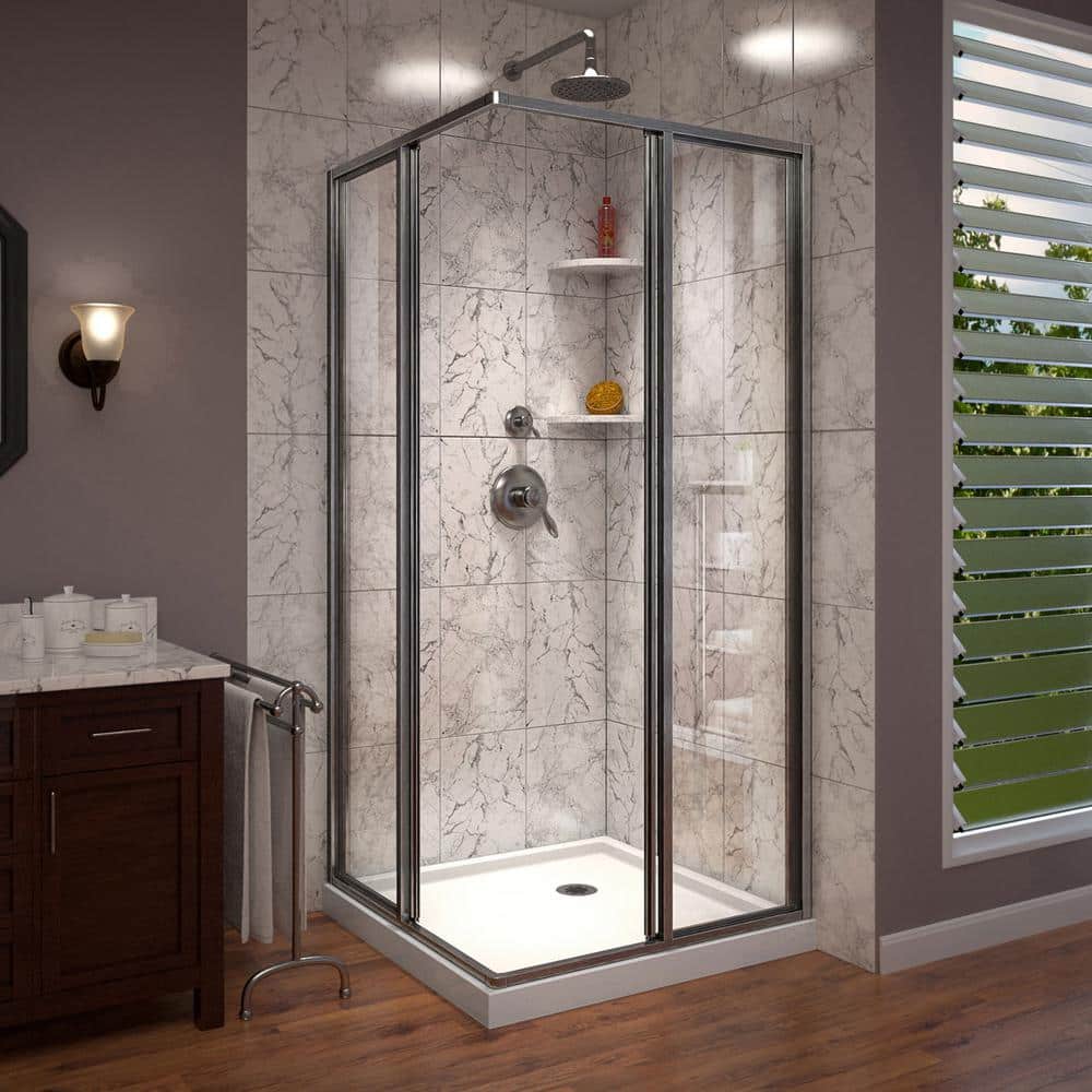 DreamLine Cornerview 42" x 42" Brushed Nickel Sliding Shower Enclosure