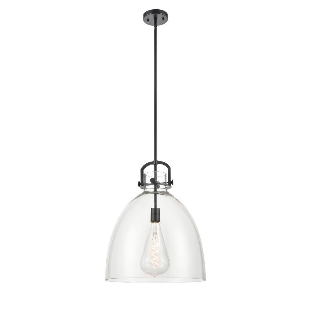 Innovations Newton Bell 1-Light Matte Black Shaded Pendant Light with ...