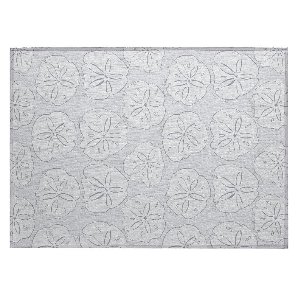 Surfside Gray 1 ft. 8 in. x 2 ft. 6 in. Geometric Indoor/Outdoor Area Rug