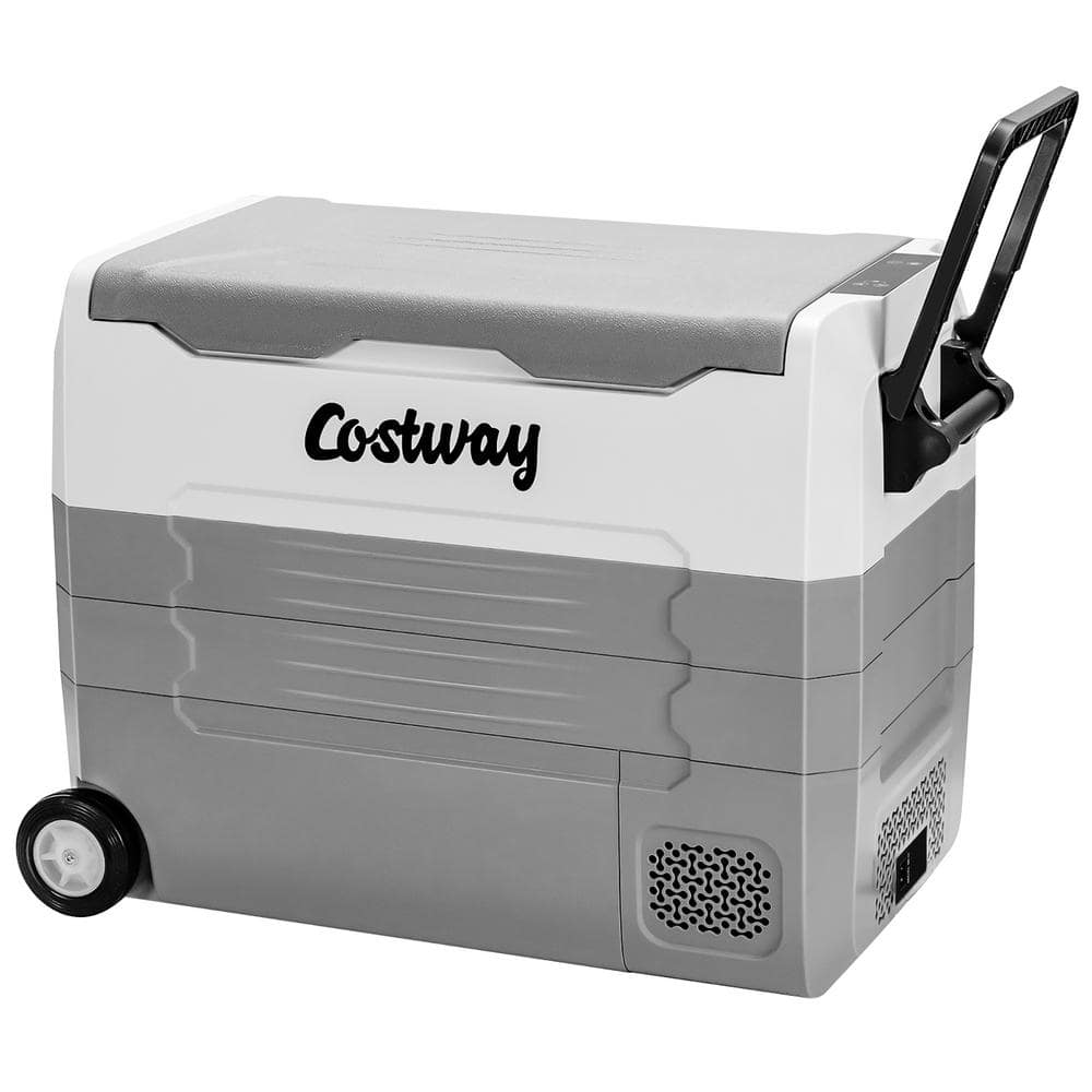 58 Quarts Car Refrigerator Portable RV Freezer Dual Zone Coolers Gray -  Costway, AX10001US-HS