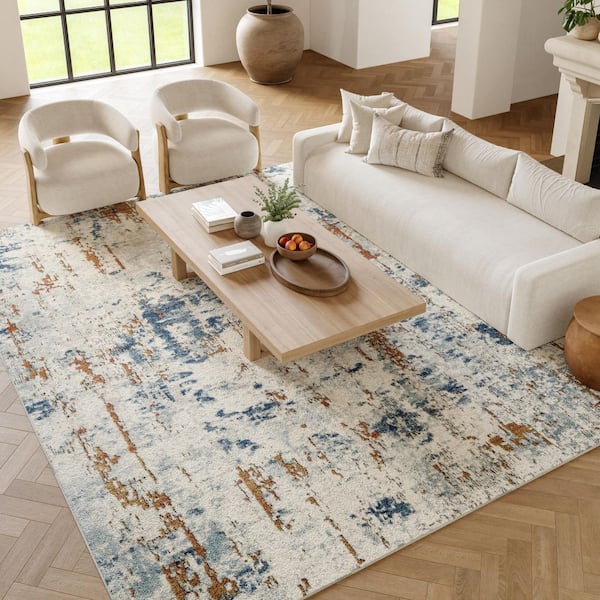 Concerto Beige Blue Rust 8 ft. x 10 ft. Abstract Contemporary Area Rug