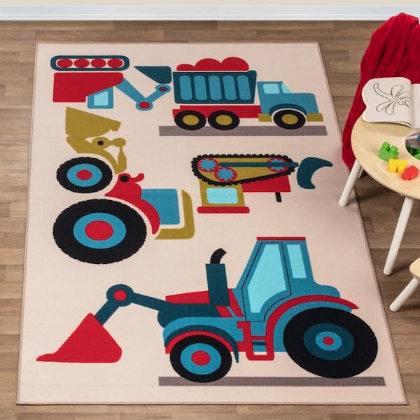 Kids Country Trucking Multi-Color 2 ft. x 3 ft. Non-Slip Area Rug