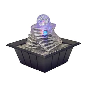 8 in. Spiral Ice Table Fountain with Multi Lights