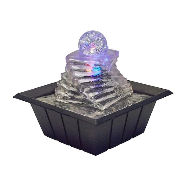 ORE International 8 in. Spiral Ice Table Fountain with Multi Lights