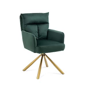 Green Velvet Upholstery Swivel Accent Chair Arm Chair Set of 1 with Metal Legs