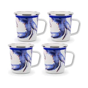 Blue Crab 16 oz. Enamelware Latte Mug Set of 4