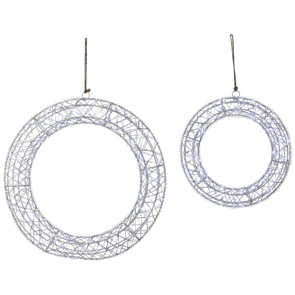 "LED Lighted Hanging Christmas Wreath Decorations-18 ""-Set of 2-Cool White Lights" price history on PriceWatchPro