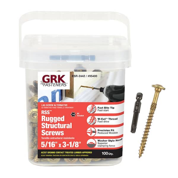 GRK Fasteners 5/16 in. x 3-1/8 in. Star Drive Low Profile Washer Head Structural Wood Screw (100-Pack)