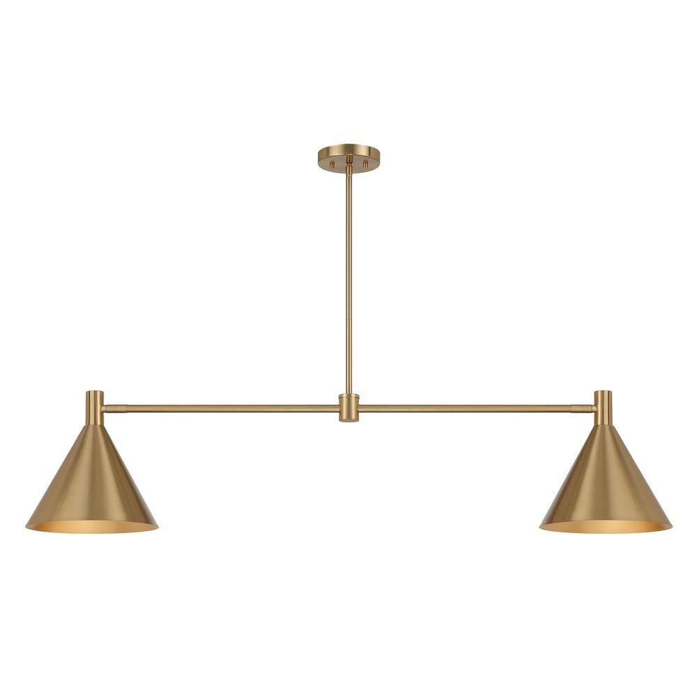 Noble Brass Adjustable 2-Light Metal Linear Chandelier
