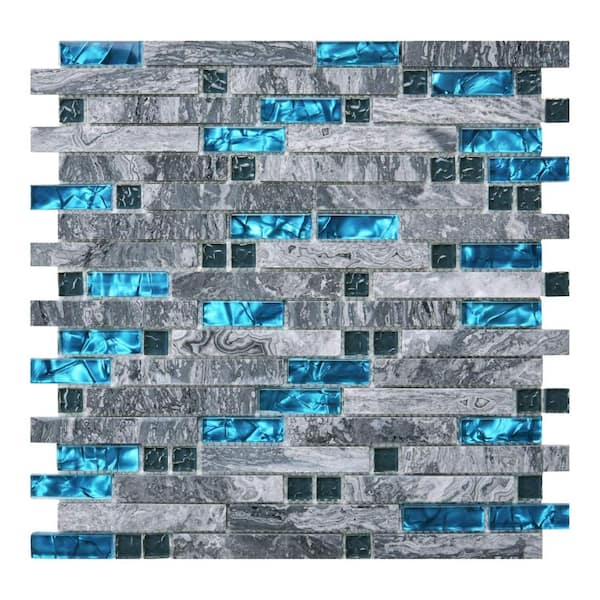 Art3d Blue 12 in. x 12 in. Glass Mosaic Tile for Kitchen Backsplash or Bathroom Backsplash (5 sq. ft./Box)