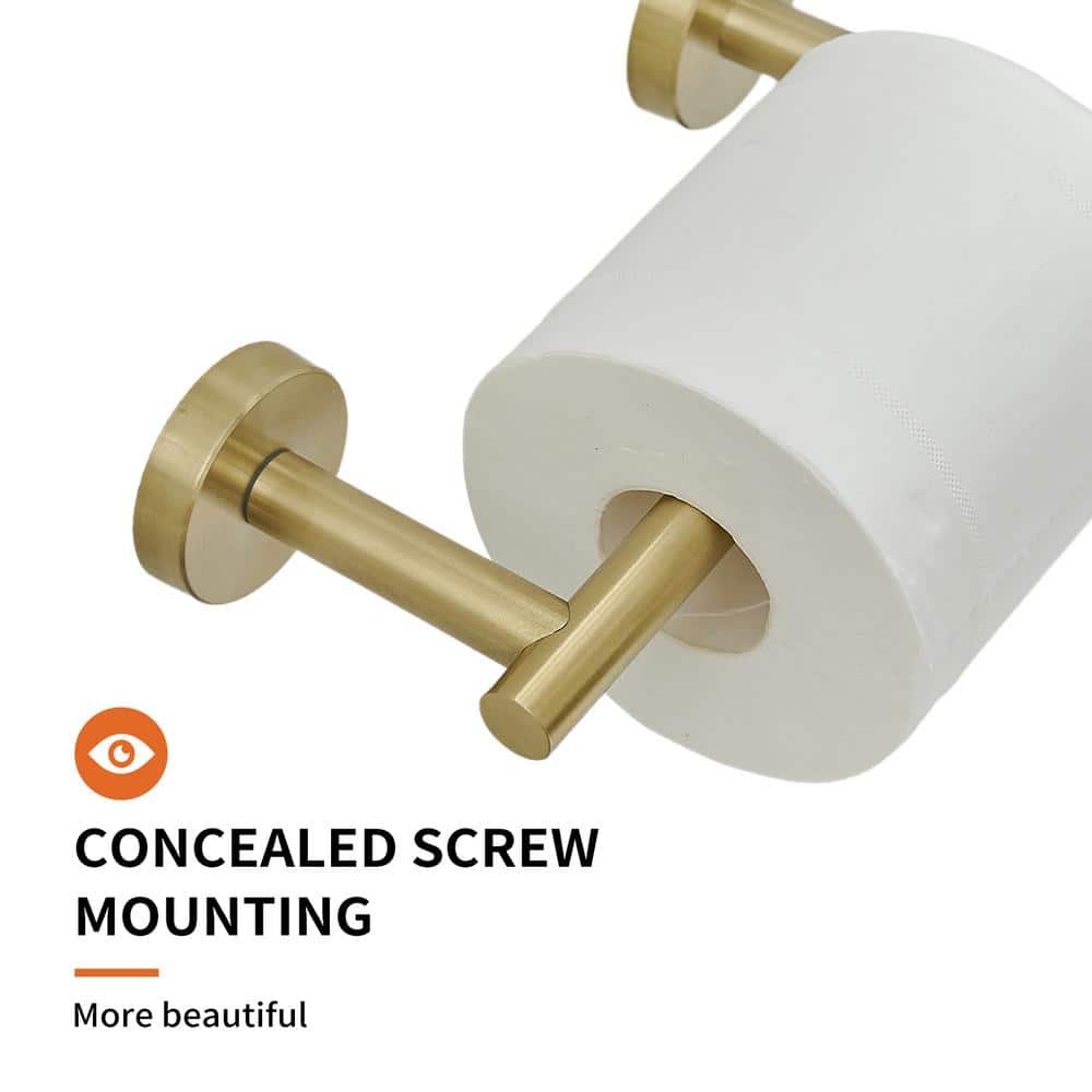 Brushed Gold Stainless Steel Wall Mounted Toilet Paper Holder
