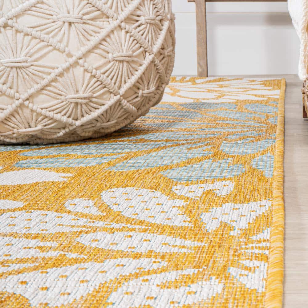Reversible Gray Floral Synthetic 3x5 Area Rug