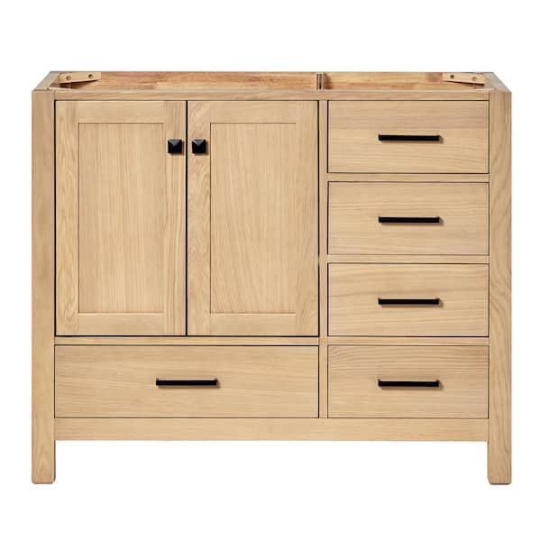 ARIEL Cambridge 42 in. W x 21.5 in. D x 34.5 in. H Single Freestanding Bath Vanity Cabinet without Top in Oak without Top
